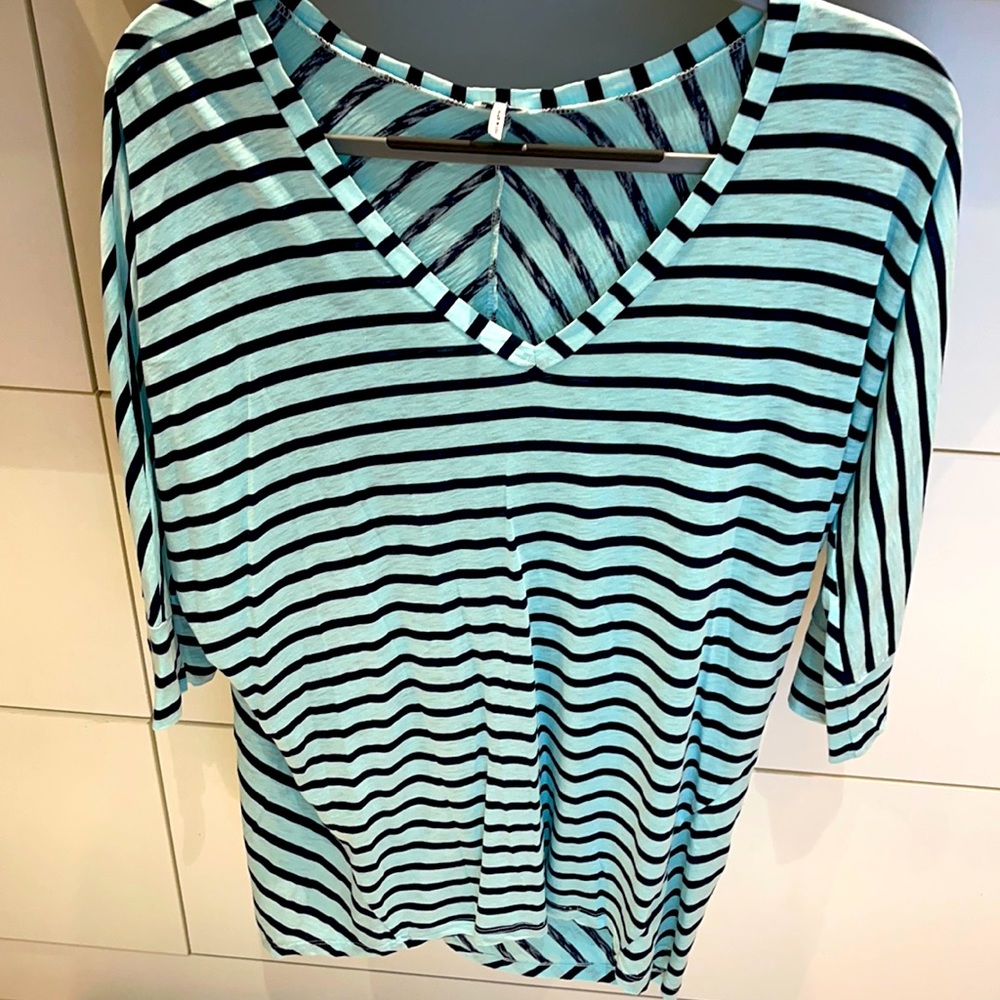 Splendid large strip quarter sleeve tee